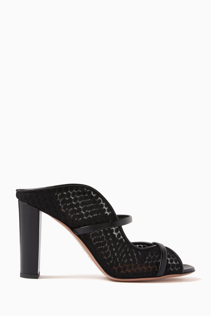 

Norah 85 Mules in Lace Mesh, Black