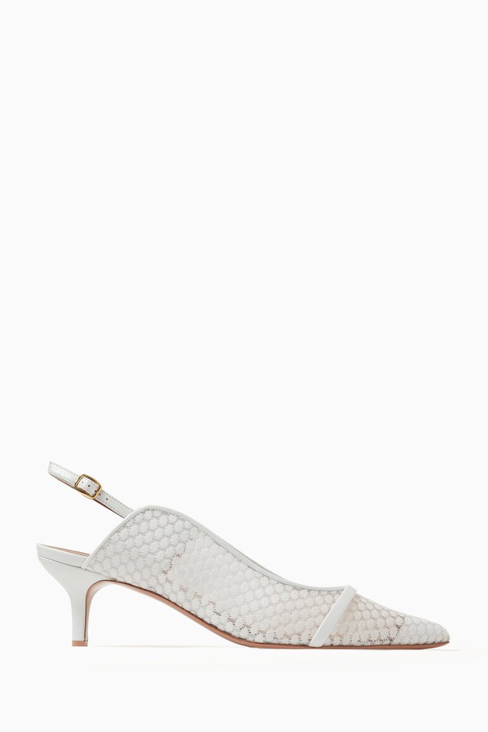 

Marion 45 Slingback Pumps in Lace Mesh, White
