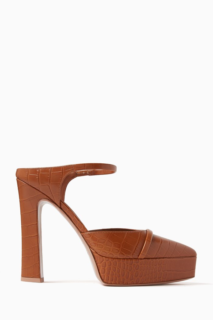 

Uma 125 Platform Mules in Leather, Brown