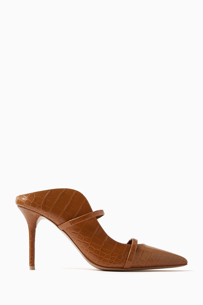 

Maureen 100 Mules in Croc-embossed Leather, Brown