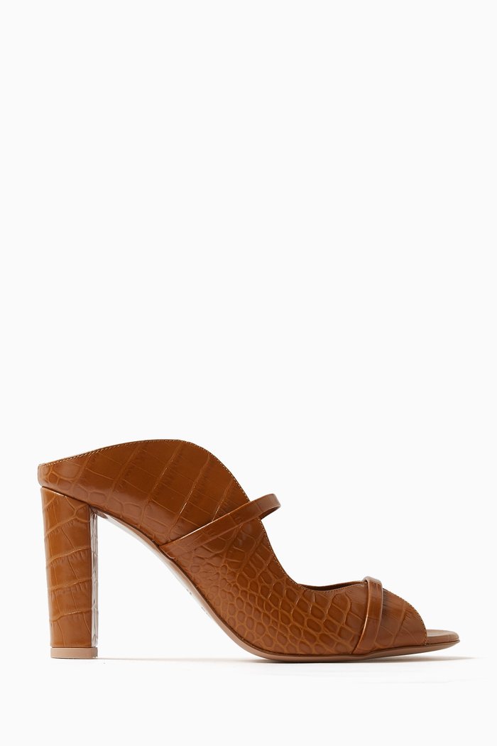 

Norah 85 Mules in Croc-embossed Leather, Brown