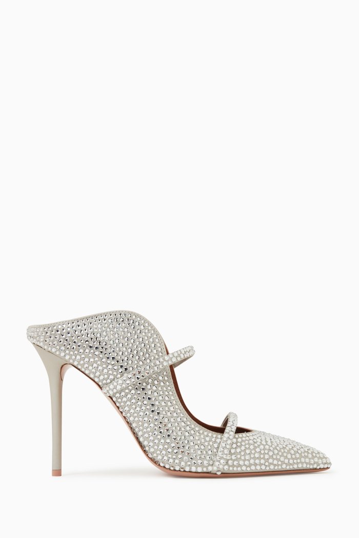 

Maureen 100 Mules in Satin, Silver