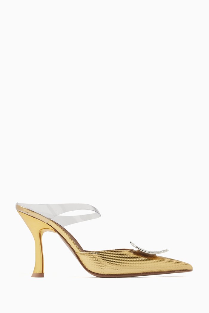 

Verity 90 Mules in Ripple-embossed Metallic Leather, Gold
