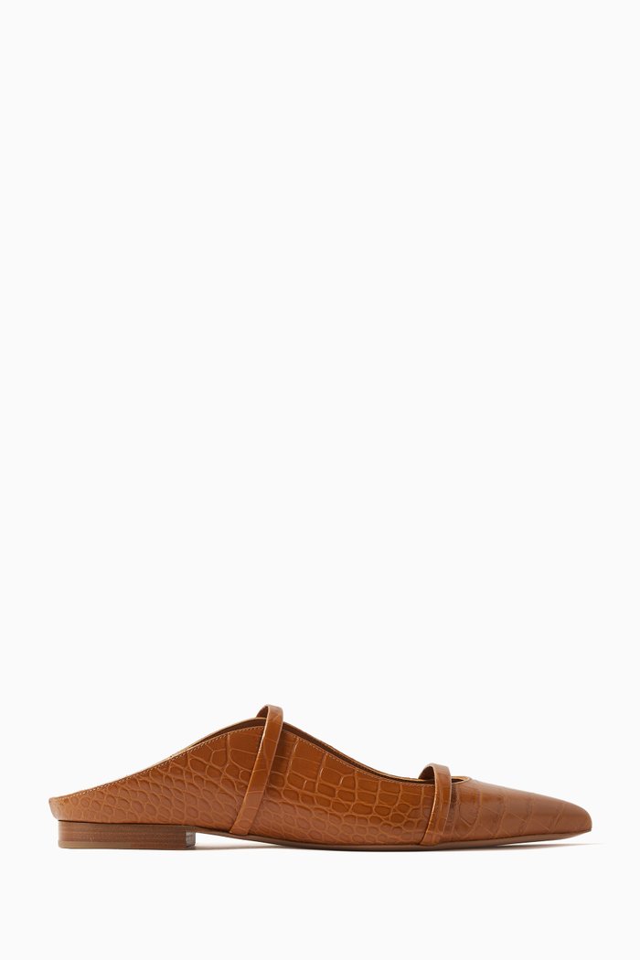 

Maureen Flats in Croc-embossed Leather, Brown