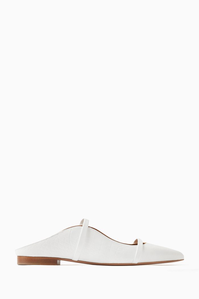 

Maureen Flats in Croc-embossed Leather, White