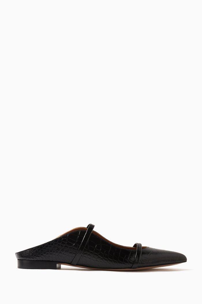 

Maureen Flats in Croc-embossed Leather, Black