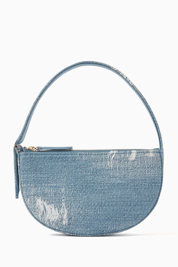 

Mini Kitty Shoulder Bag in Cotton-denim, Blue