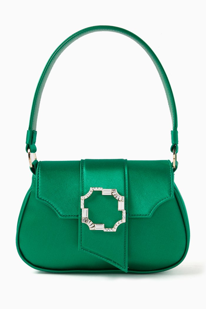 

Mini Olivia Shoulder Bag in Satin, Green