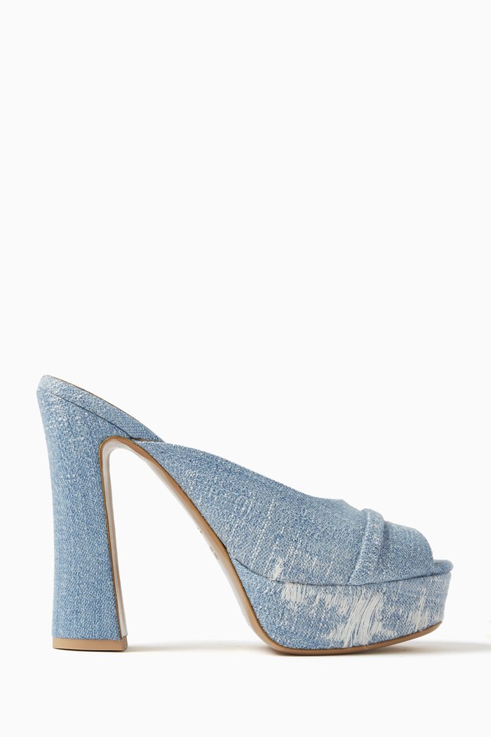 

Yasmin 125 Platform Mules in Denim, Blue
