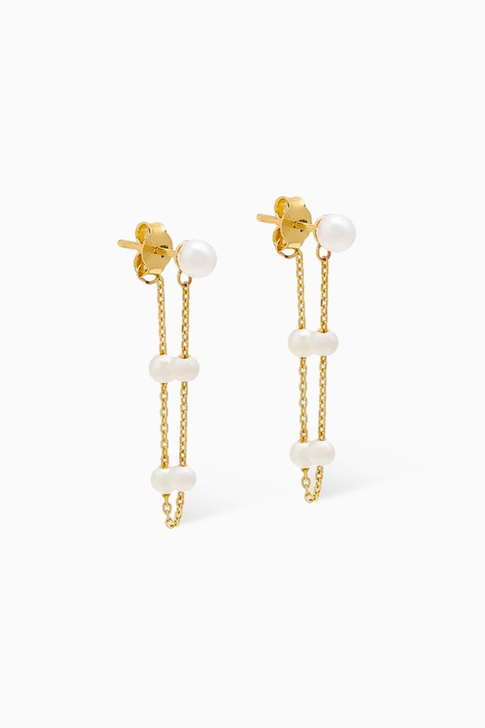 

Multi-pearl Chain Stud Earrings in 14kt Gold, Yellow