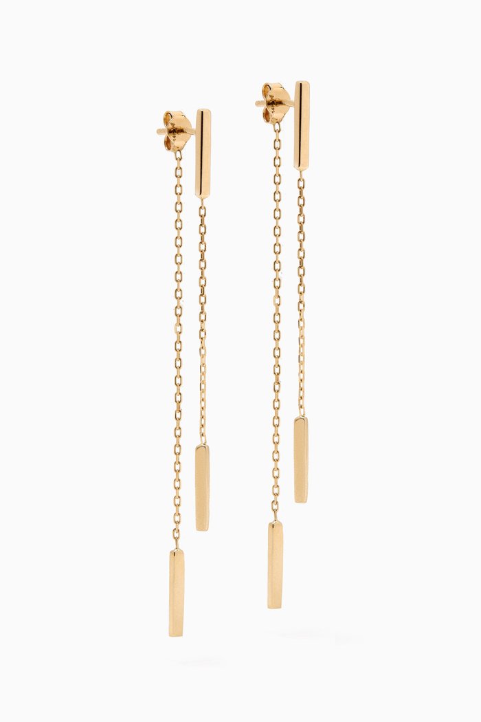 

Bar Double-chain Drop Earrings in 14kt Gold, Yellow