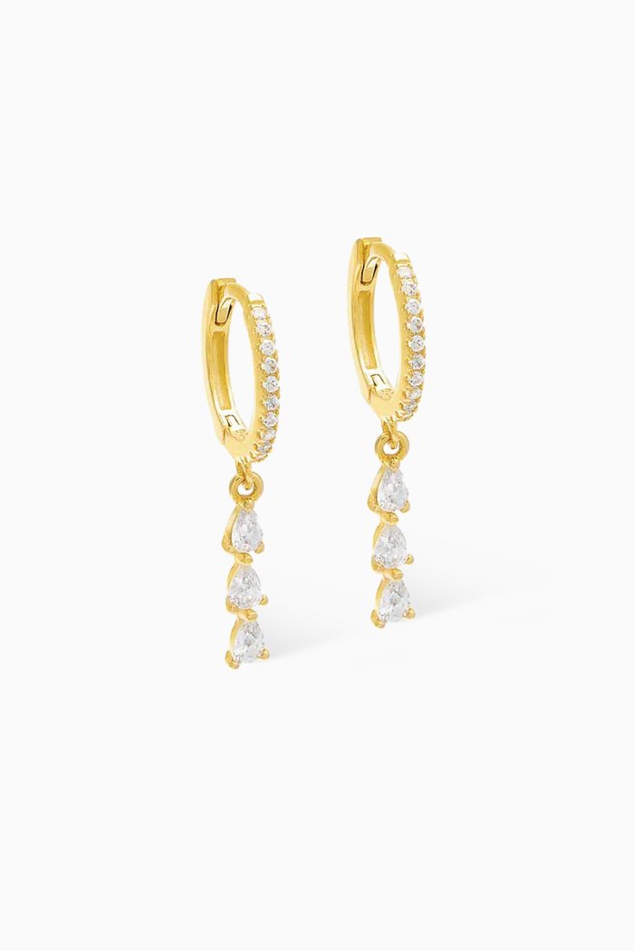 

Pavé Teardrop Huggie Earrings in 14kt Gold-plated Sterling Silver, Yellow