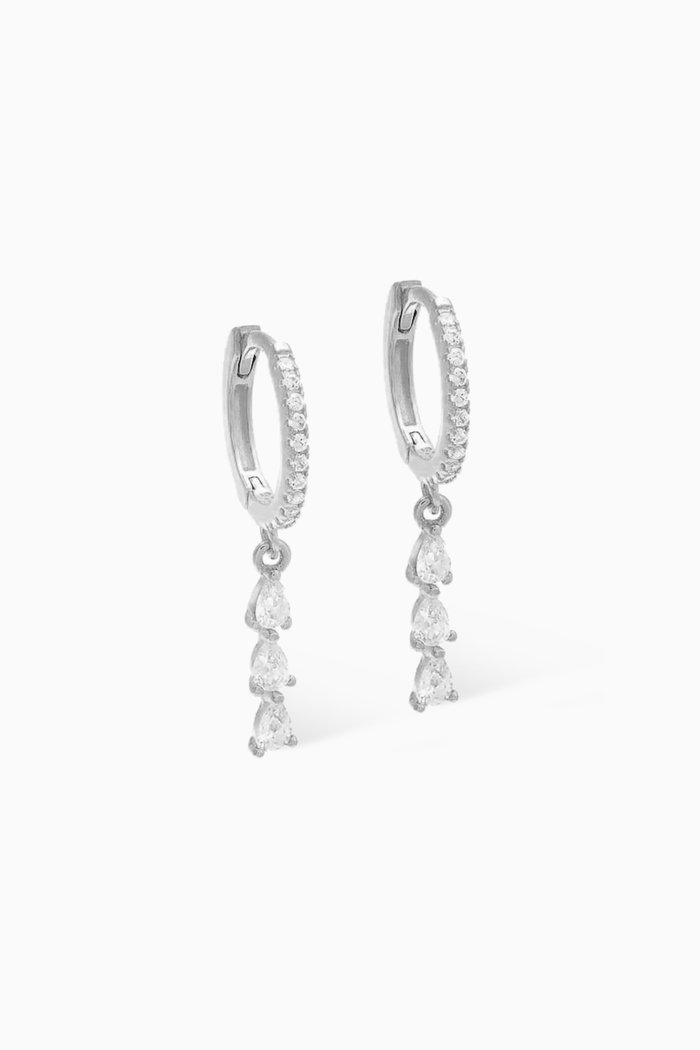 

Pavé Teardrop Huggie Earrings in Sterling Silver