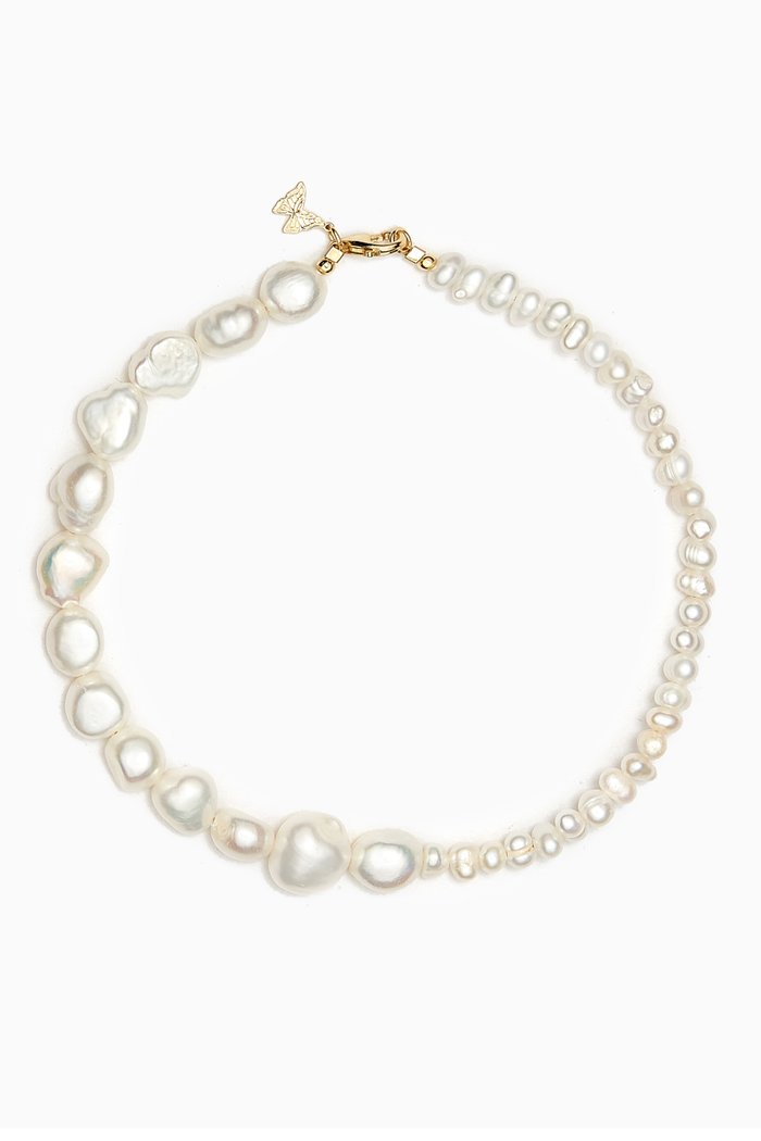 

Mixed Pearl Anklet in 14kt Gold-plated Sterling Silver, Yellow