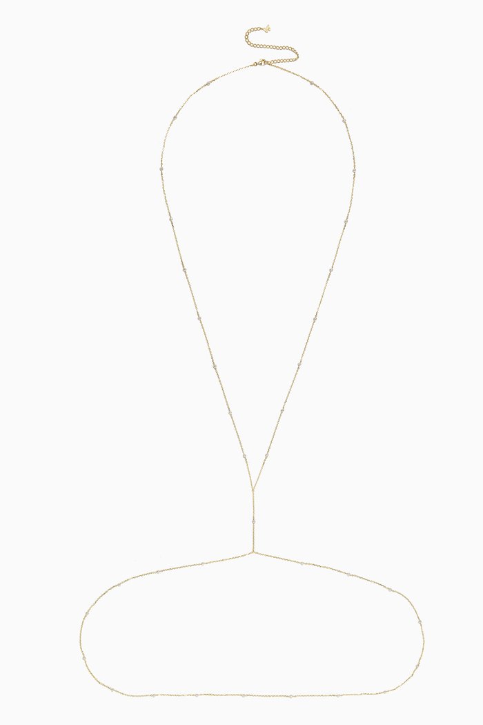 

Pearl & CZ Body Chain in 14kt Gold-plated Sterling Silver, Yellow