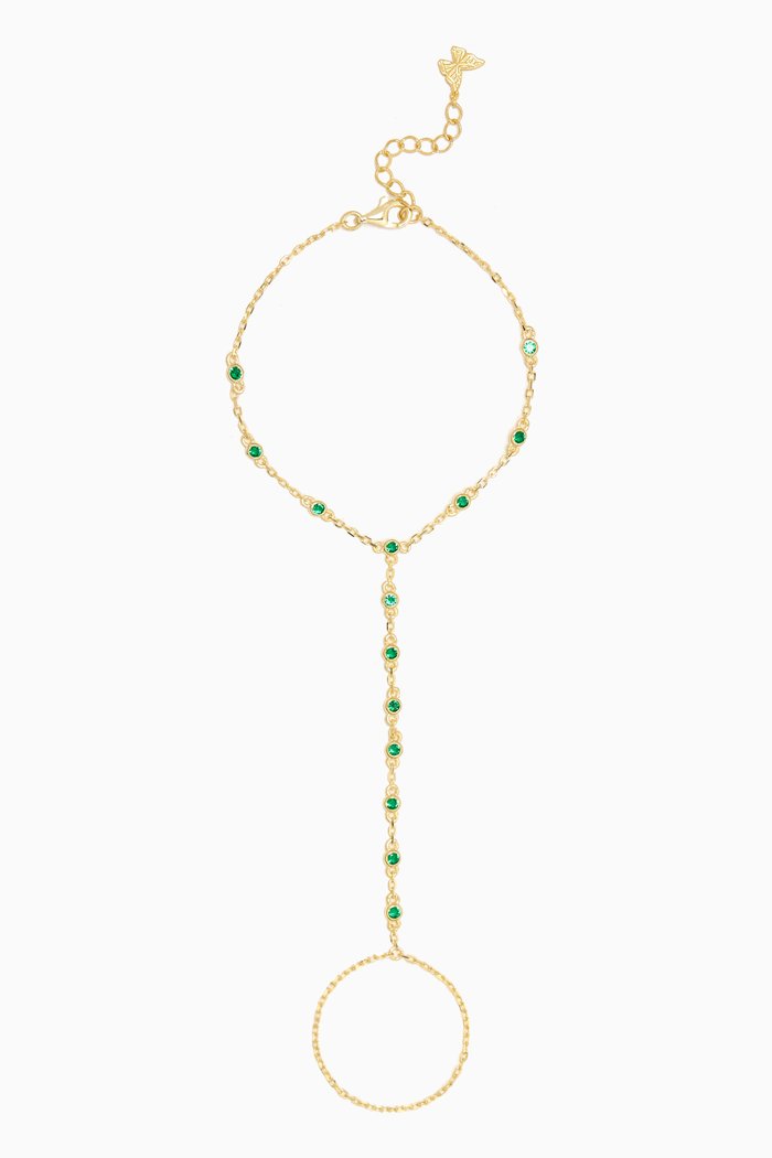 

CZ Station Hand Chain in 14kt Gold-plated Sterling Silver, Yellow