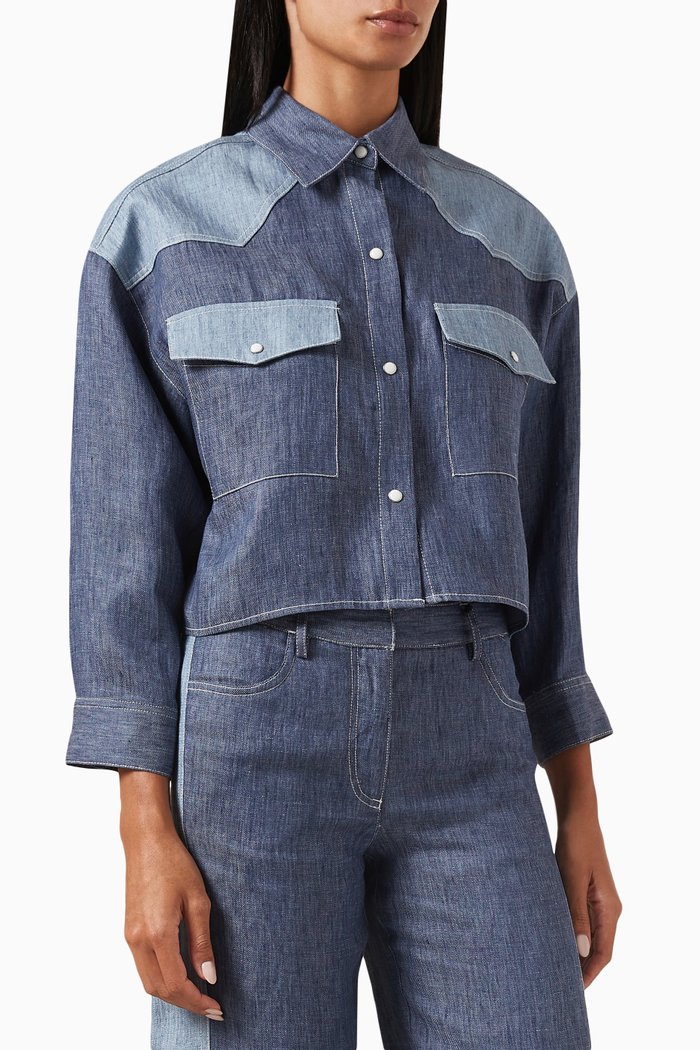 

Next Ex Shirt In Hemp Denim, Blue