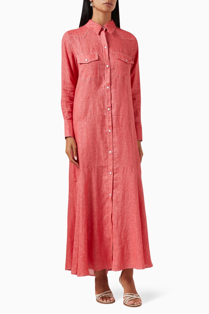 

Andy Shirt Dress In Linen, Red