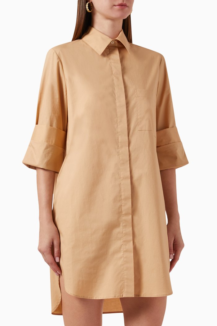 

Boyfriend Dress in Poplin, Brown