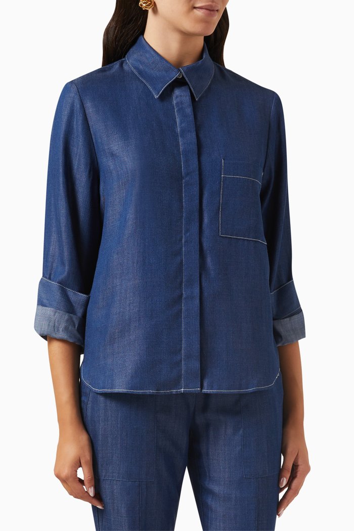 

Ex Boyfriend Shirt in Hemp Denim, Blue
