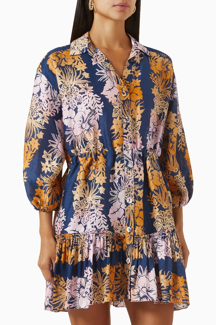 

Glynis Hawaii-print Dress in Linen, Multicolour