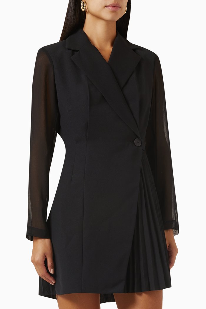 

Lilela Wrap-around Dress in Wool-blend, Black