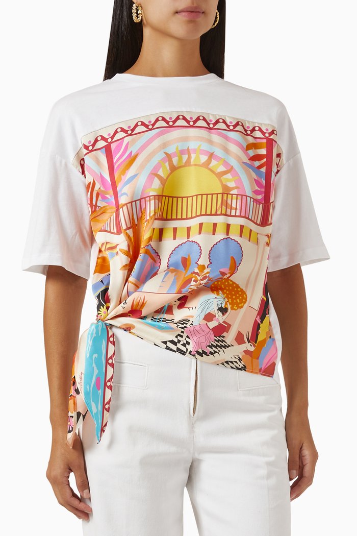 Jade Scarf T-shirt in Cotton-jersey, Multicolour