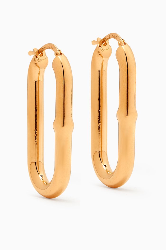 

Chains Oval Hoop Earrings in 18kt Gold-plated Silver
