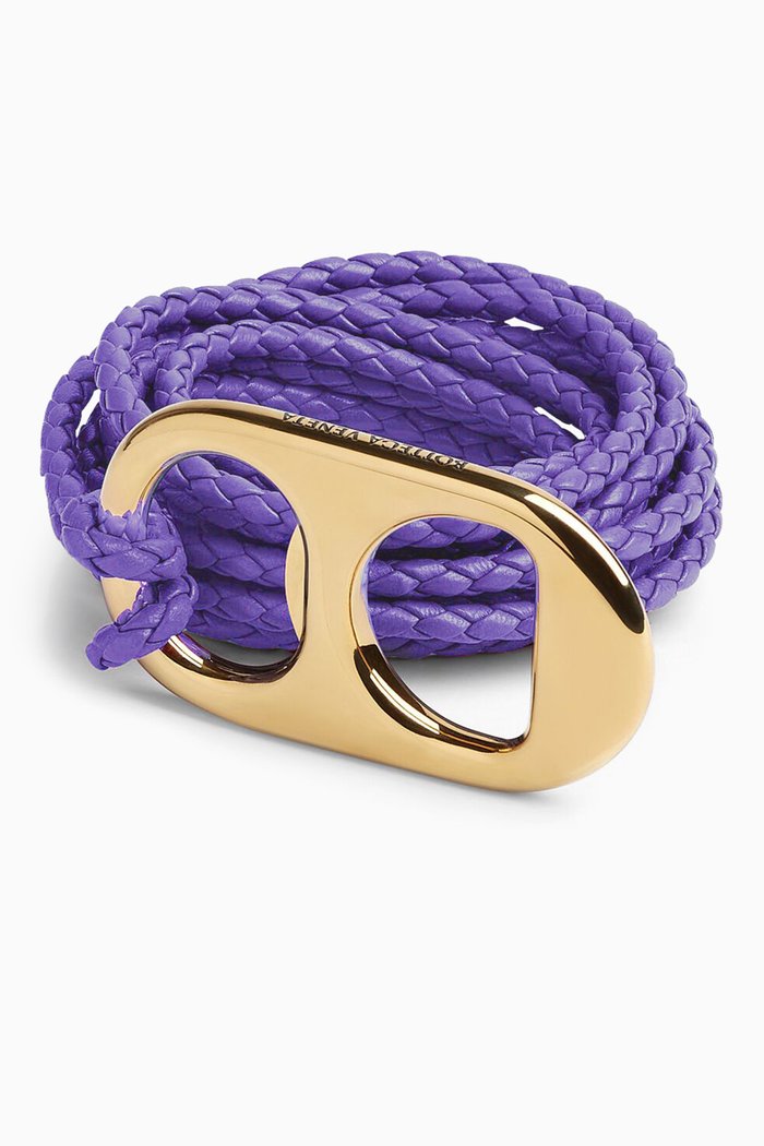 

Can Opener Belt in Braided Leather, Purple