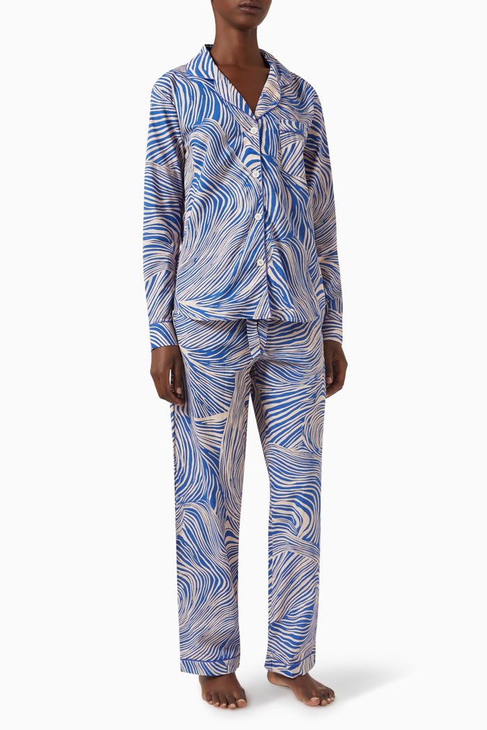 Tellus Pyjama Set in Organic Cotton, Blue