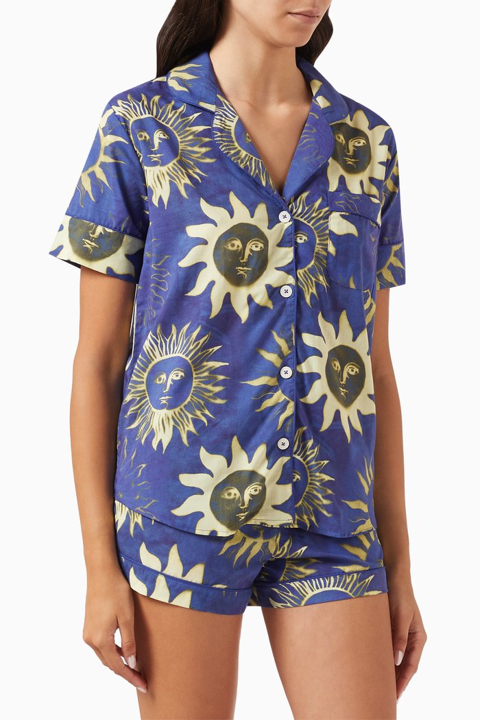 

Sol Short Pyjama Set in Organic Cotton, Blue
