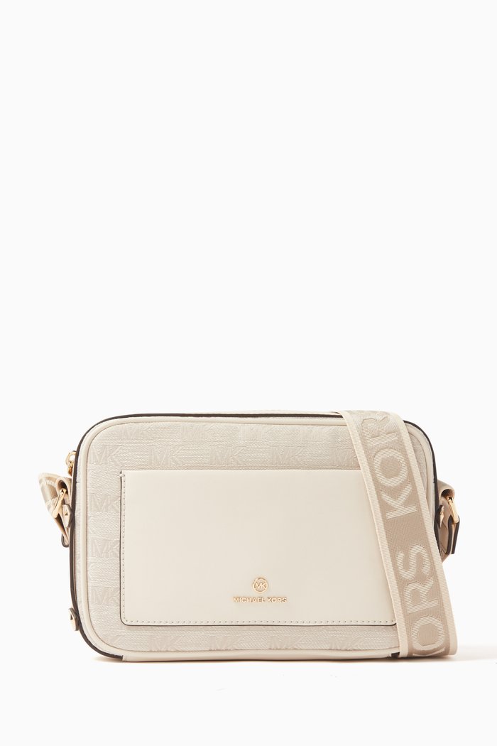 Large Maeve Crossbody Bag in Monogram Jacquard, Neutral