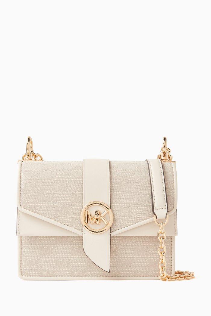 

Small Greenwich Crossbody Bag in Monogram Jacquard, Neutral