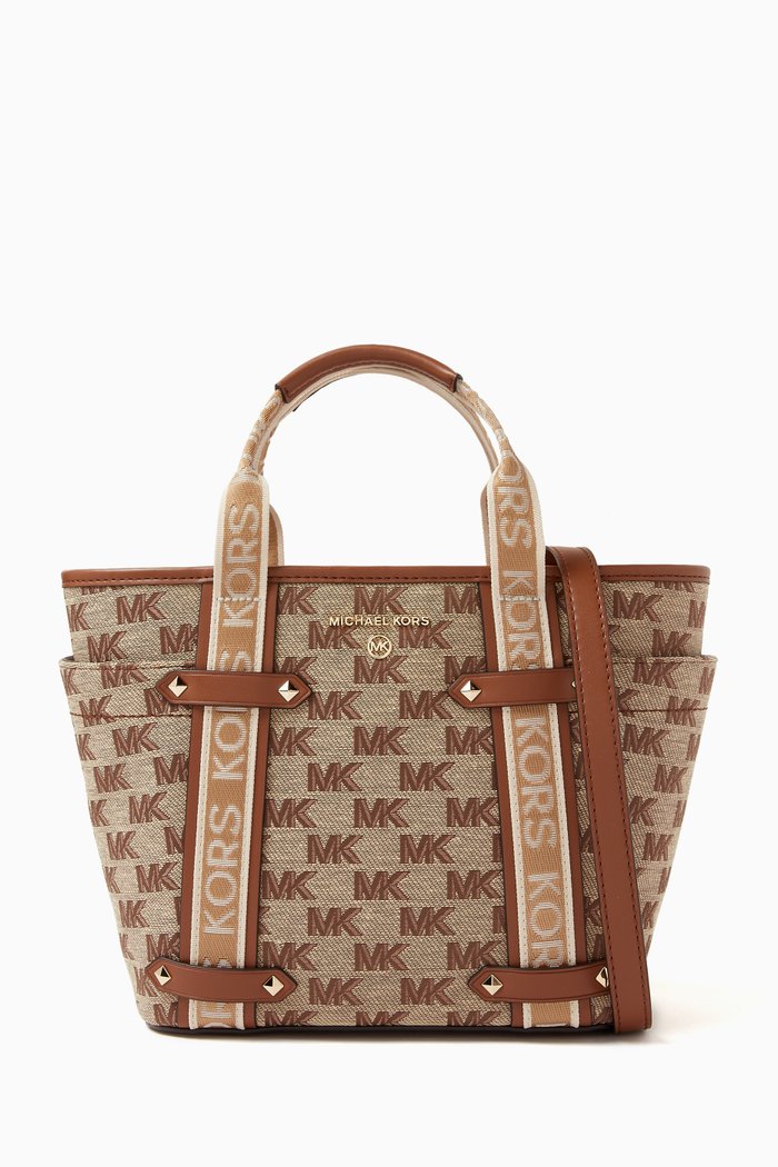 

Small Maeve Tote Bag in Logo Canvas, Neutral