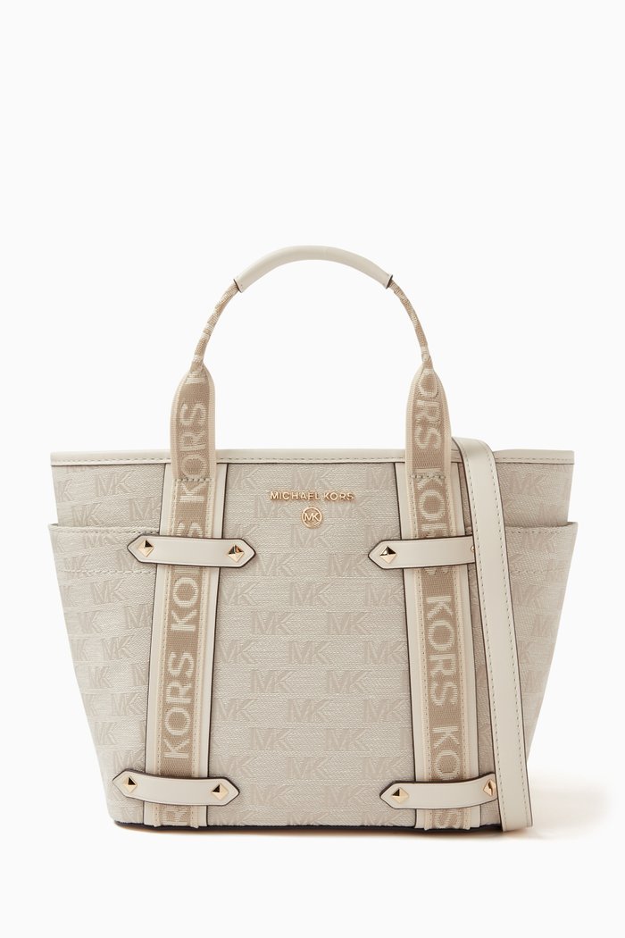 

Small Maeve Tote Bag in Logo Canvas, Neutral