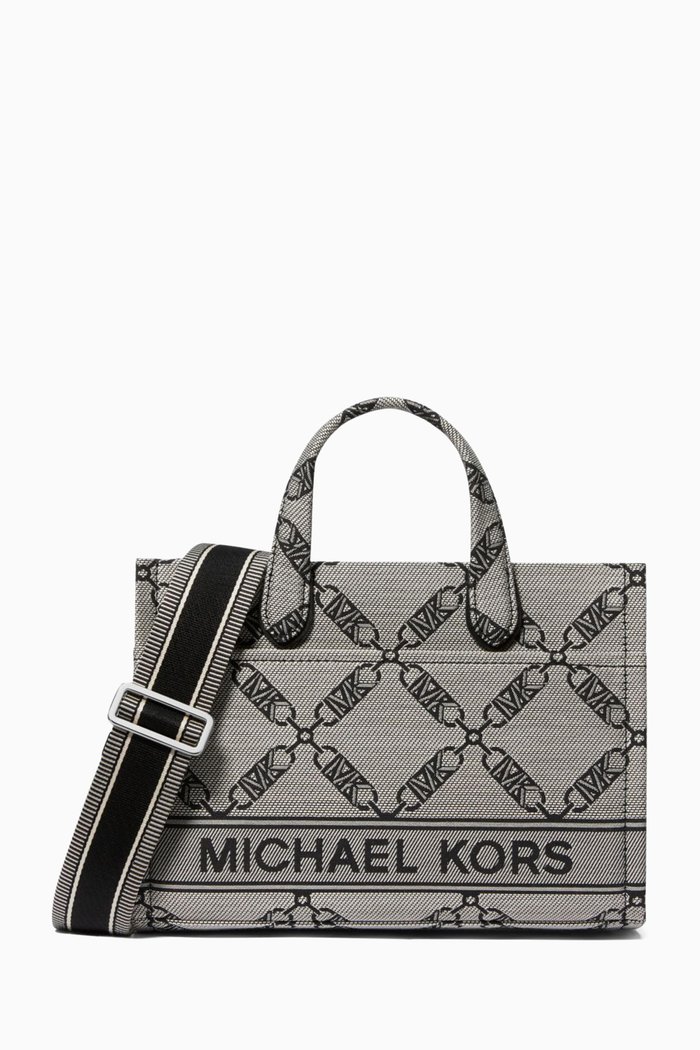 

Small Gigi Tote Bag in Cotton Jacquard, Grey
