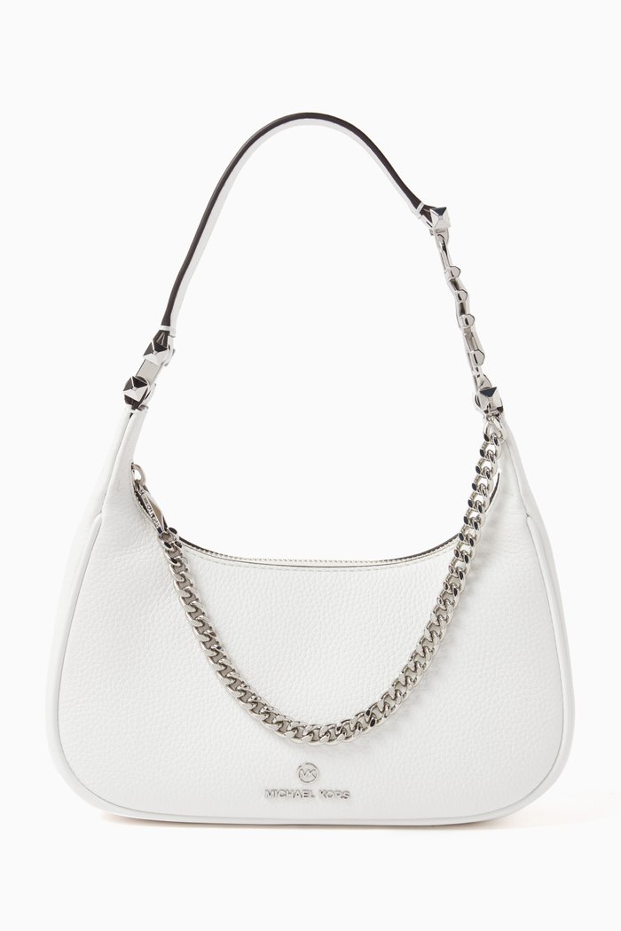 

Small Piper Pouchette Bag in Smooth Leather, White