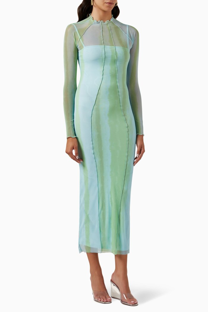 

Jean Sheer Midi Dress in Stretch-nylon, Green