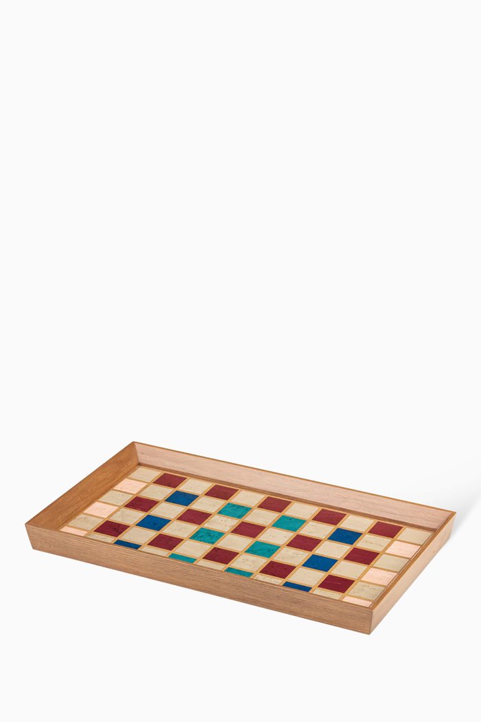 

Rectangle Chess Serving Tray in Solid Walnut, Multicolour