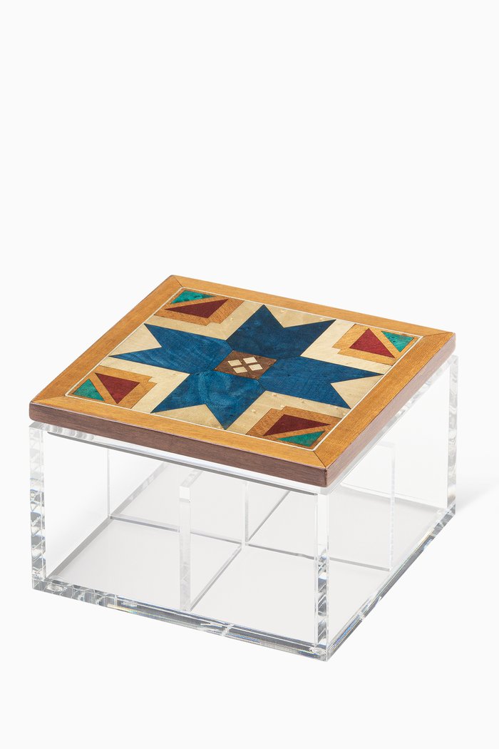

Voice of AYA Accessory Box in Leather & Walnut Wood, Blue
