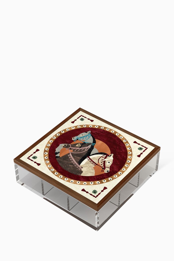 

Faras Tea Box in Walnut Wood, Burgundy