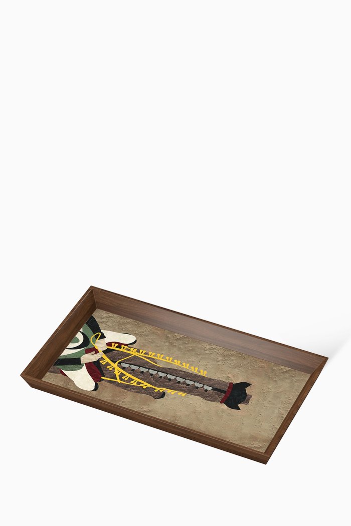 

Faras Serving Tray in Walnut Wood, Multicolour