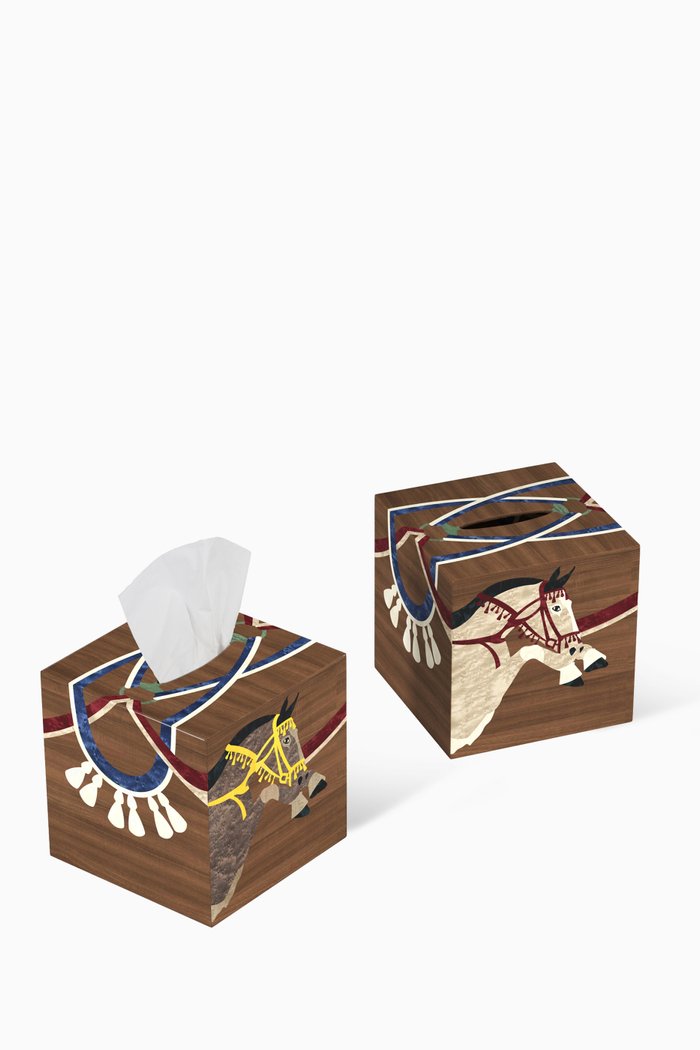 

Faras Square Tissue Box in Walnut Wood, Multicolour
