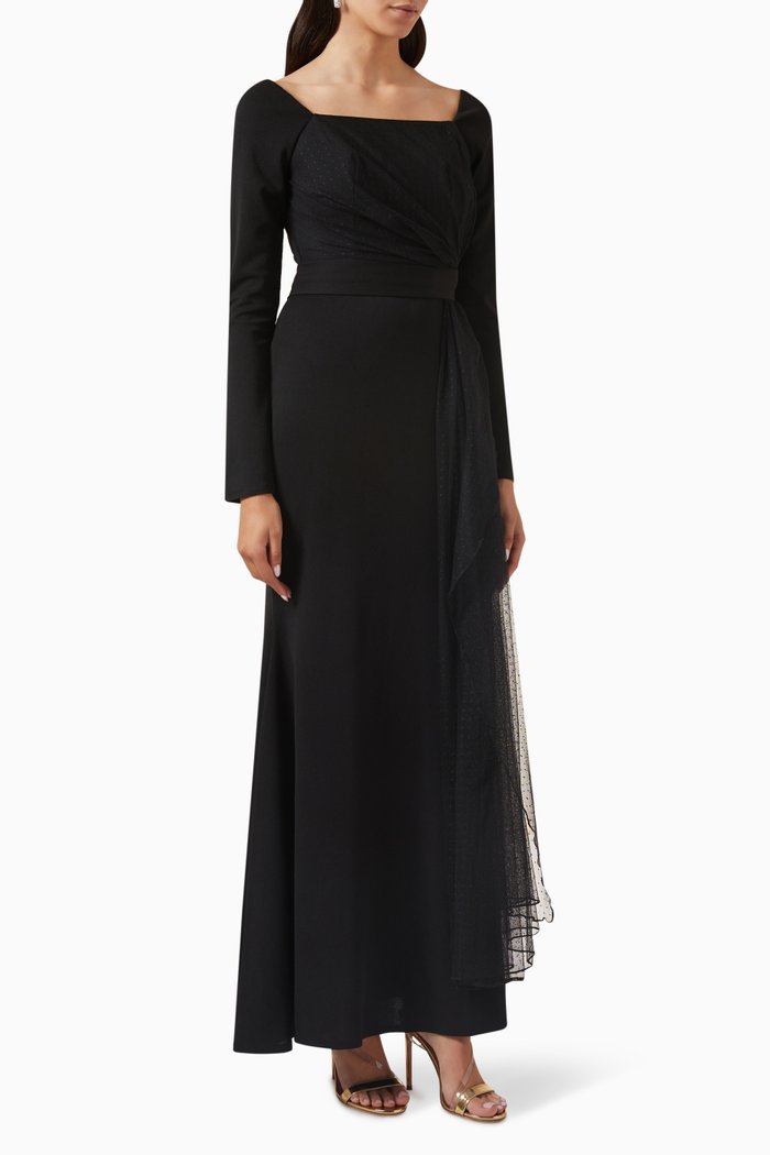 

Draped Mermaid Maxi Dress, Black