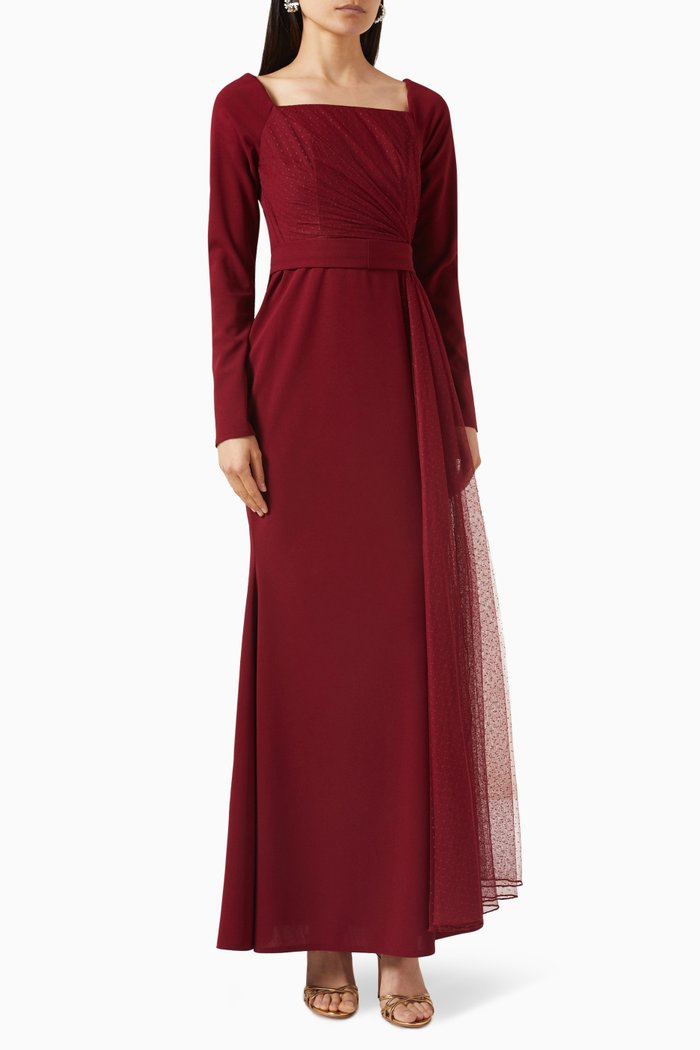 

Draped Mermaid Maxi Dress, Red