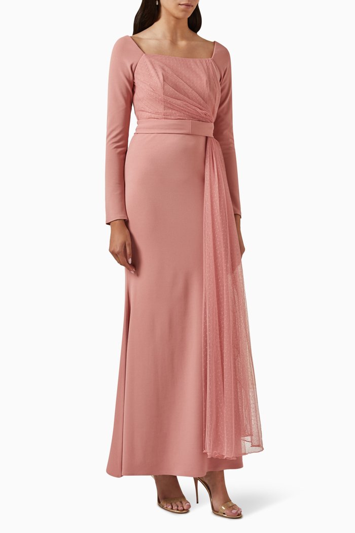 

Draped Mermaid Maxi Dress, Pink