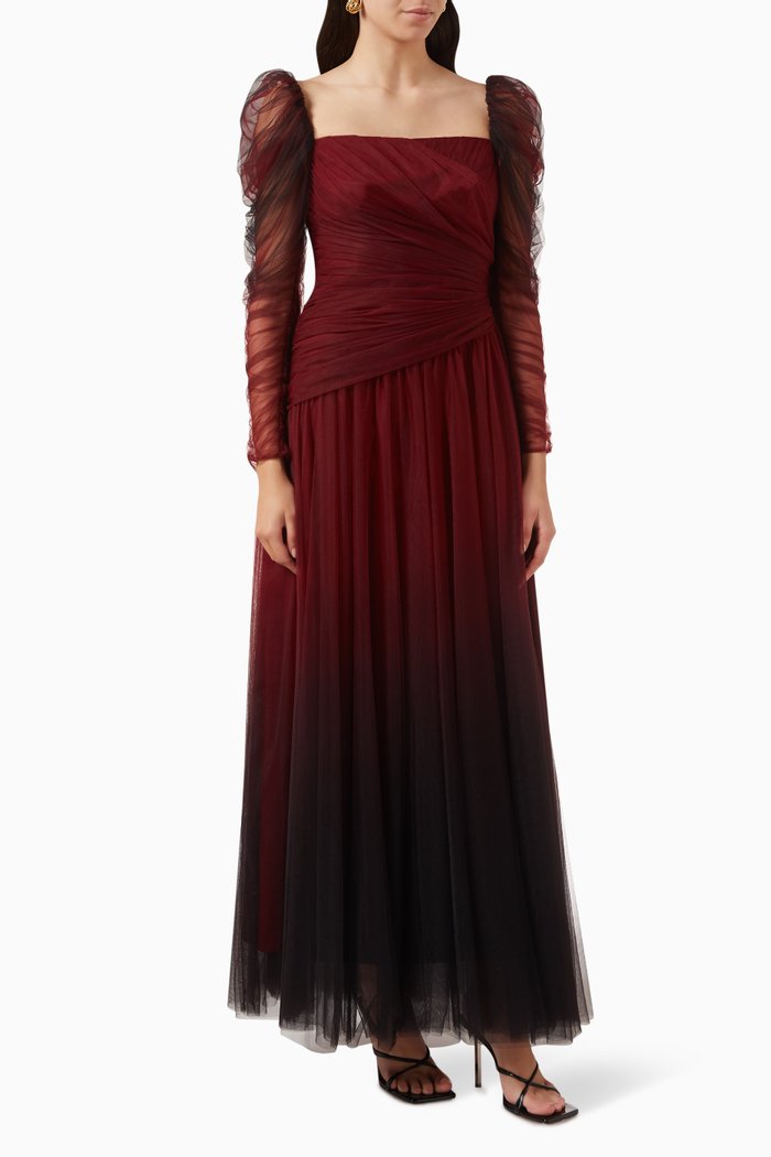 

Ombré Maxi Dress in Tulle, Red