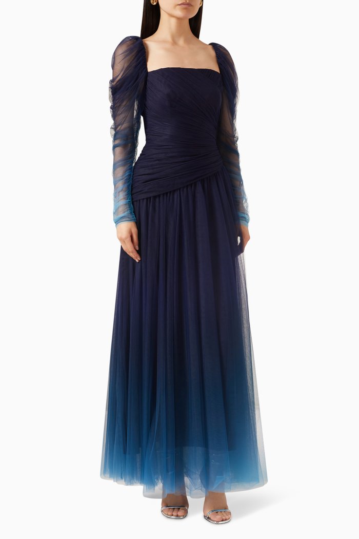 

Ombré Maxi Dress in Tulle, Blue