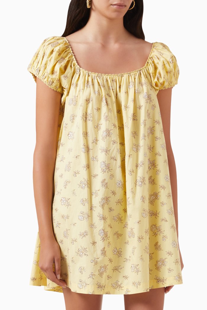 

Julie Mini Dress in Cotton, Yellow