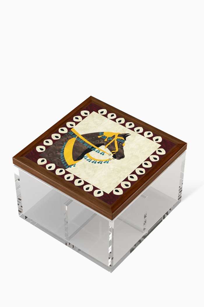 

Faras Accessory Box in Leather & Walnut Wood, Neutral